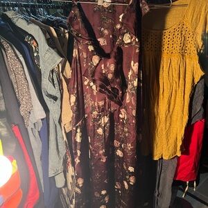 Floral Brown burgundy Dress converse XL
